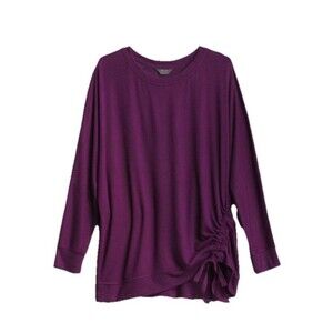 Mix By 41 hawthorn Orly Ruched Side Brushed Knit Top 2x Purple Stitch Fix